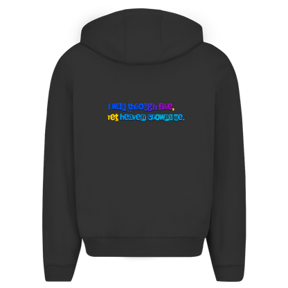 Herren Oversize Zipper Hoodie (I walk through fire yet heaven crowns me)