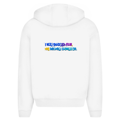 Herren Oversize Zipper Hoodie (I walk through fire yet heaven crowns me)