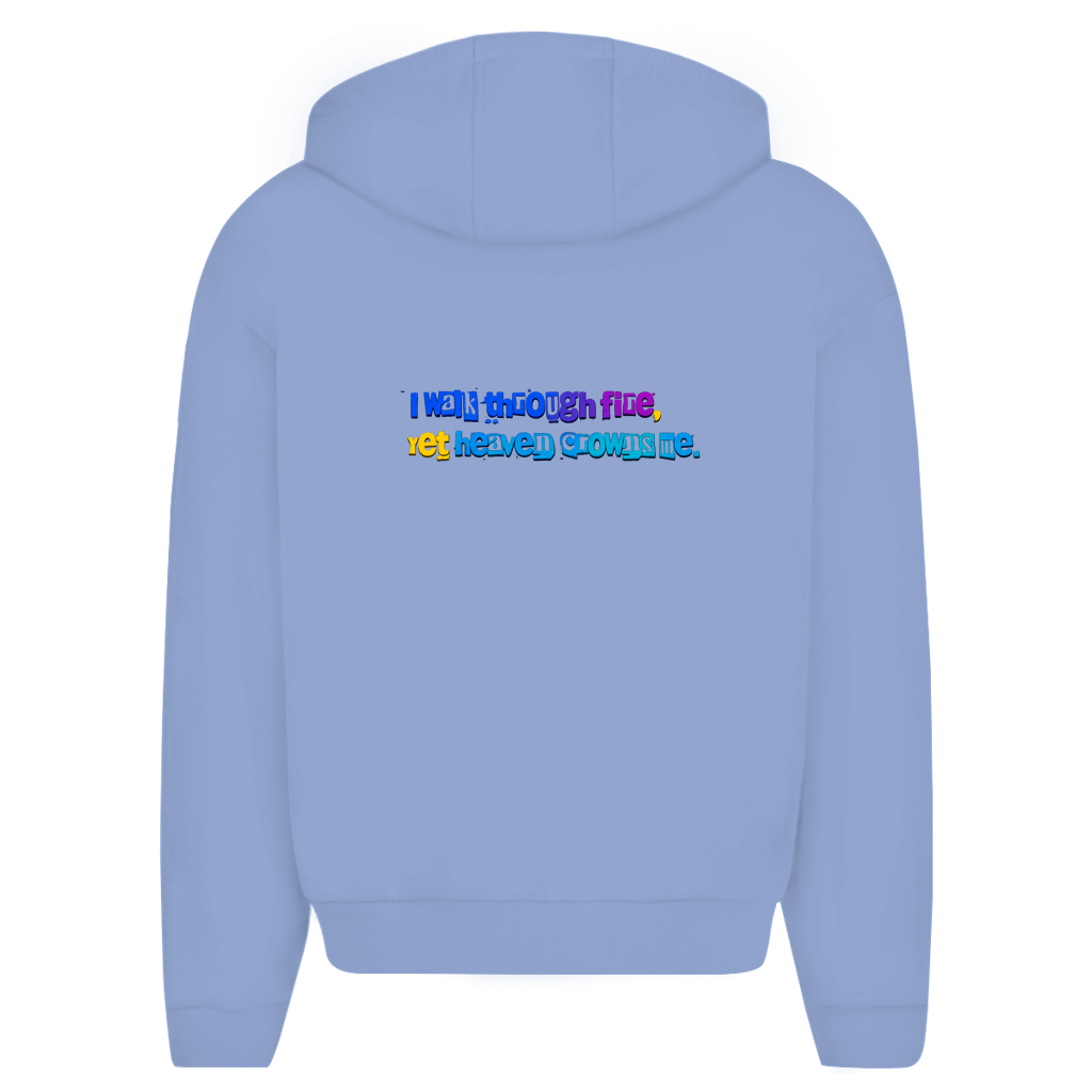 Herren Oversize Zipper Hoodie (I walk through fire yet heaven crowns me)
