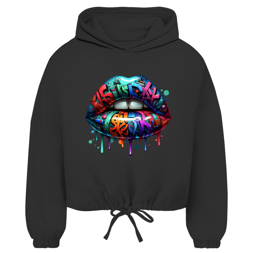Damen Cropped Oversize Hoodie (Lips)