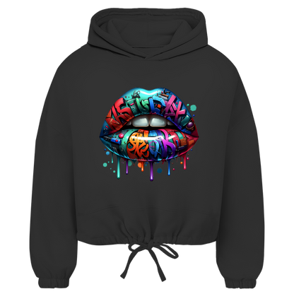 Damen Cropped Oversize Hoodie (Lips)