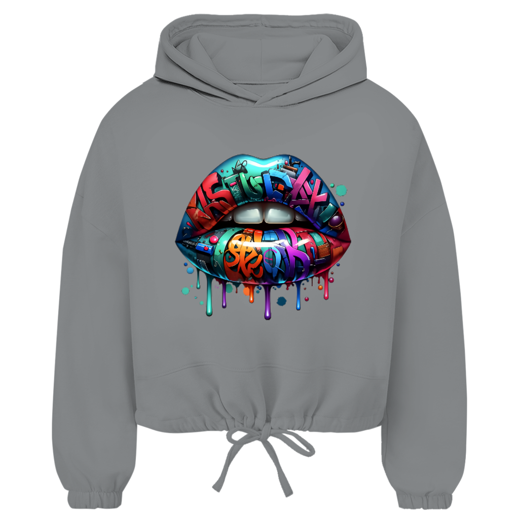 Damen Cropped Oversize Hoodie (Lips)