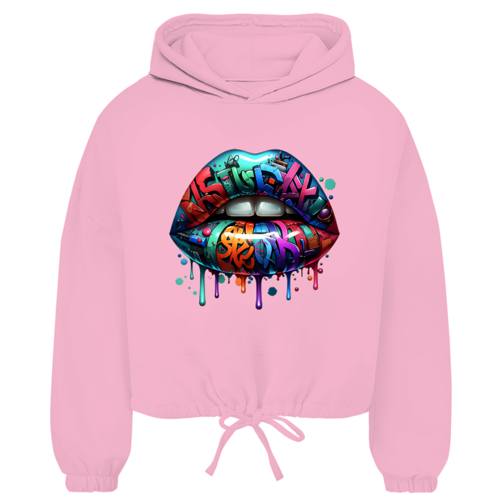 Damen Cropped Oversize Hoodie (Lips)