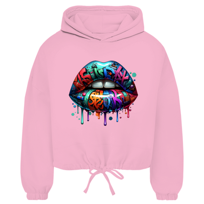 Damen Cropped Oversize Hoodie (Lips)