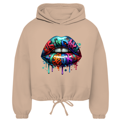 Damen Cropped Oversize Hoodie (Lips)