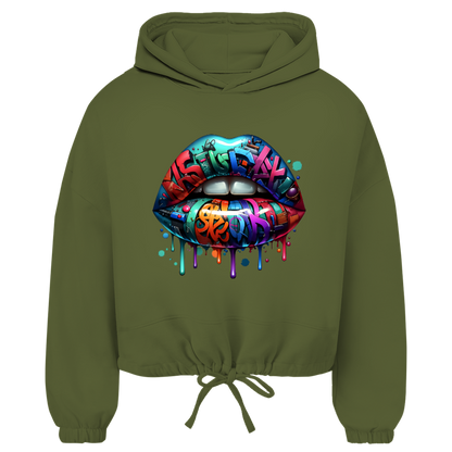 Damen Cropped Oversize Hoodie (Lips)