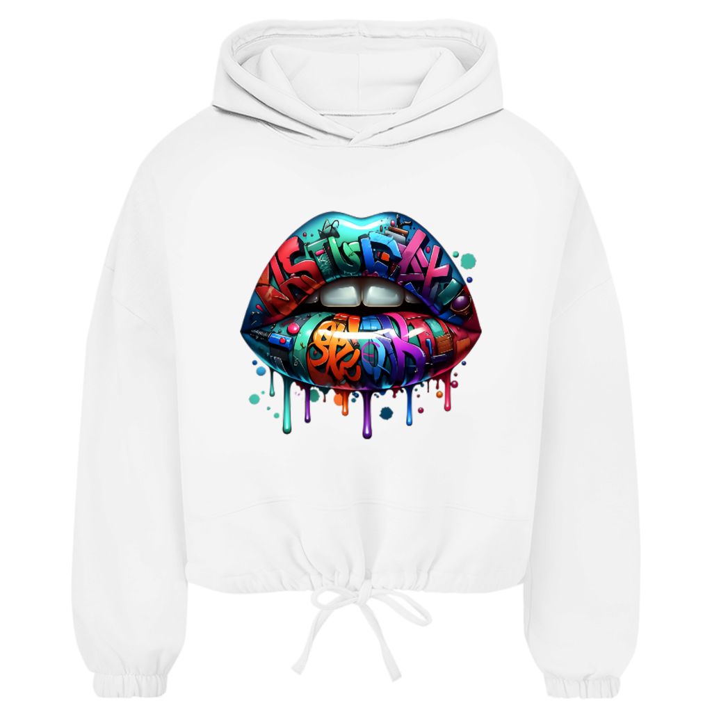 Damen Cropped Oversize Hoodie (Lips)