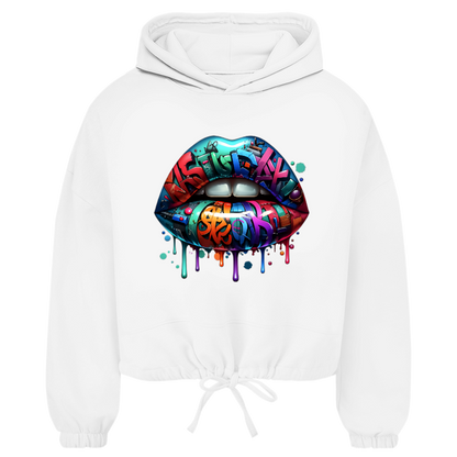 Damen Cropped Oversize Hoodie (Lips)