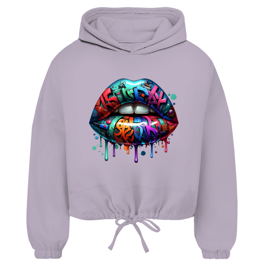 Damen Cropped Oversize Hoodie (Lips)