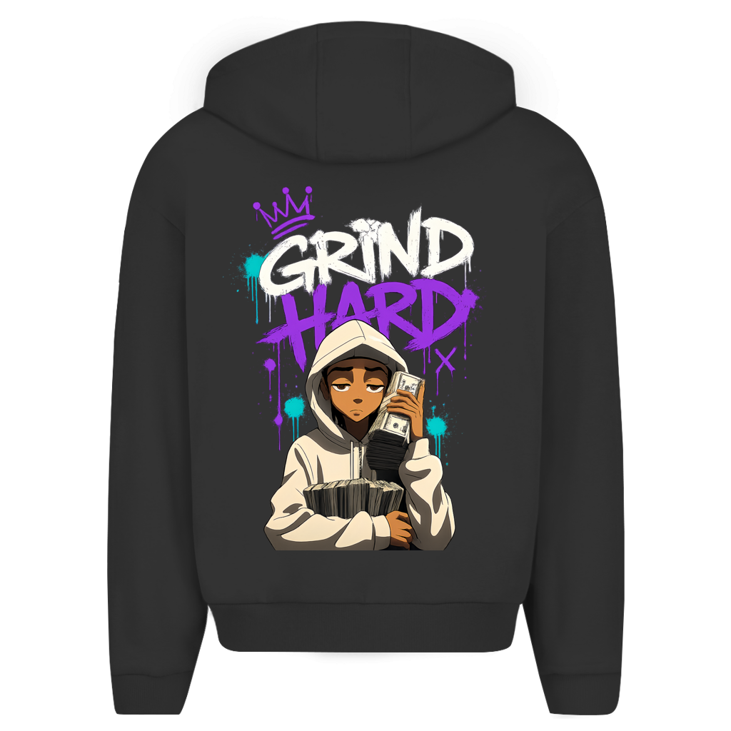 Herren Oversize Zipper Hoodie (Grind Hard) Streetlegacy