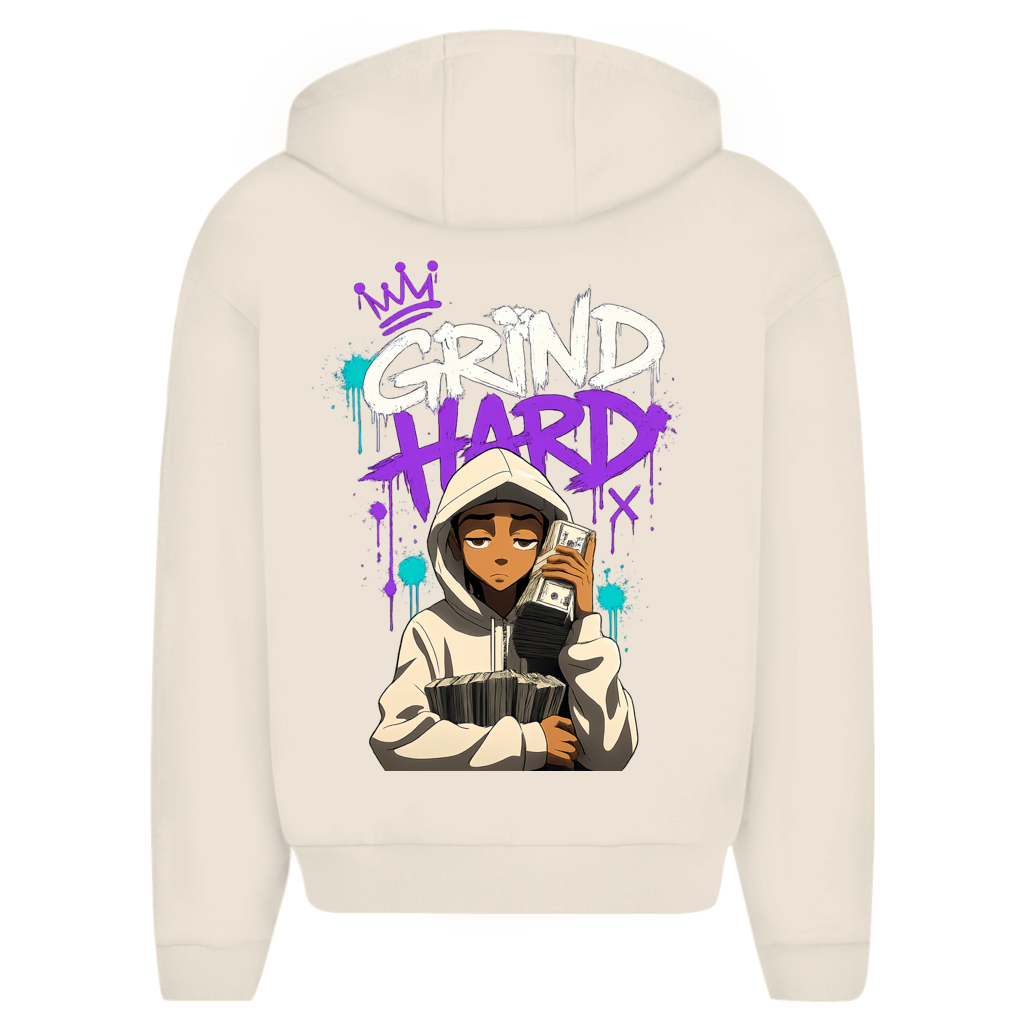 Herren Oversize Zipper Hoodie (Grind Hard) Streetlegacy