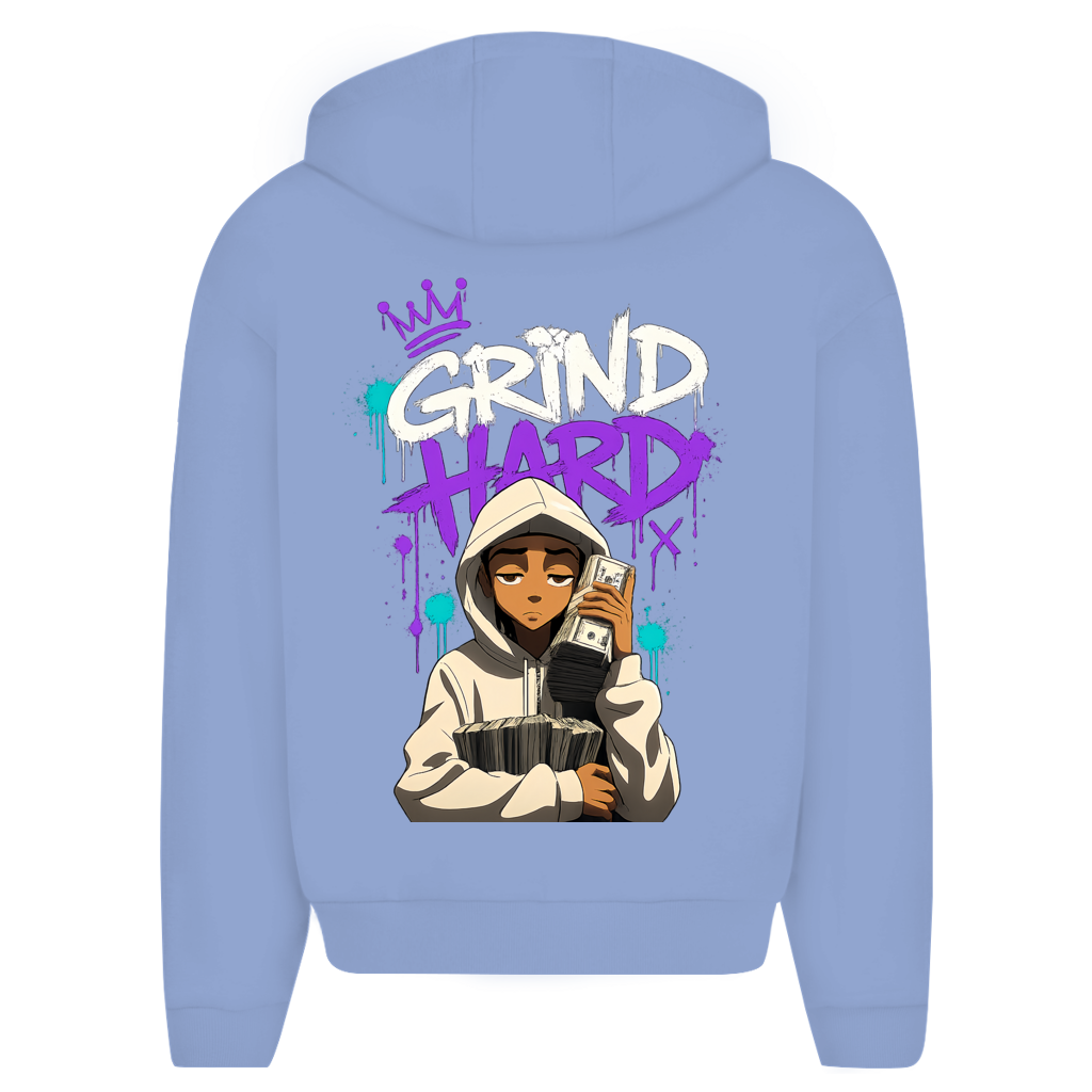 Herren Oversize Zipper Hoodie (Grind Hard) Streetlegacy