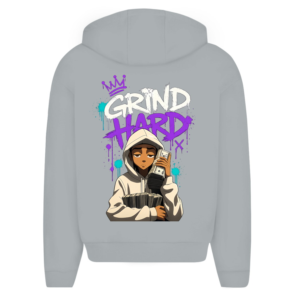 Herren Oversize Zipper Hoodie (Grind Hard) Streetlegacy