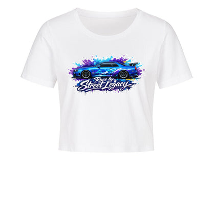 Ladies Cropped Tee (Race by Streetlegacy) blue car jdm