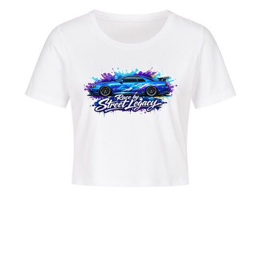 Ladies Cropped Tee (Race by Streetlegacy) blue car jdm