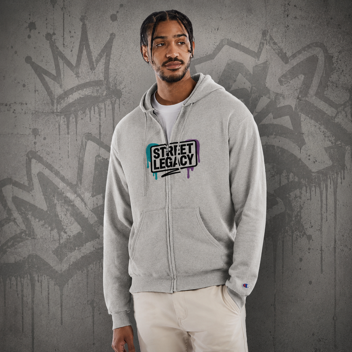 Unisex Powerblend Zip Hoodie | Champion S800/Streetlegacy silver grey