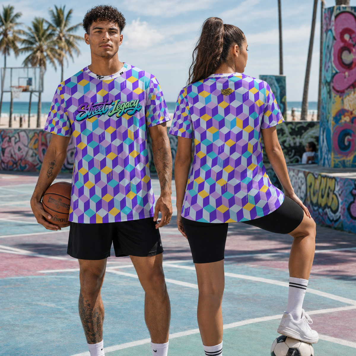Alloverprint Designer Sports  T-Shirt Unisex (SL Block) Streetlegacy
