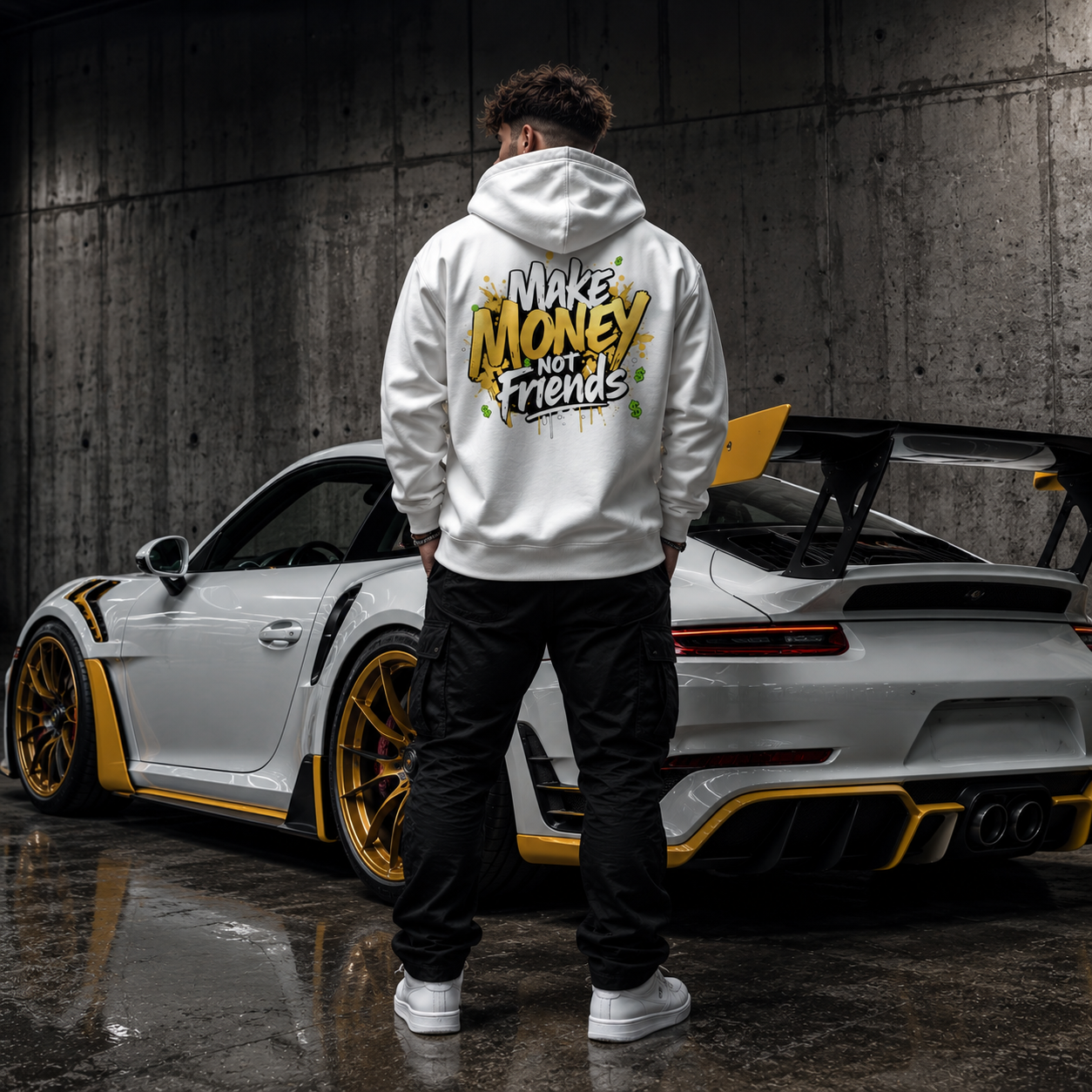 Oversize Hoodie Herren Ohne Kordel  (Make Money Not Friends)Streetlegacy