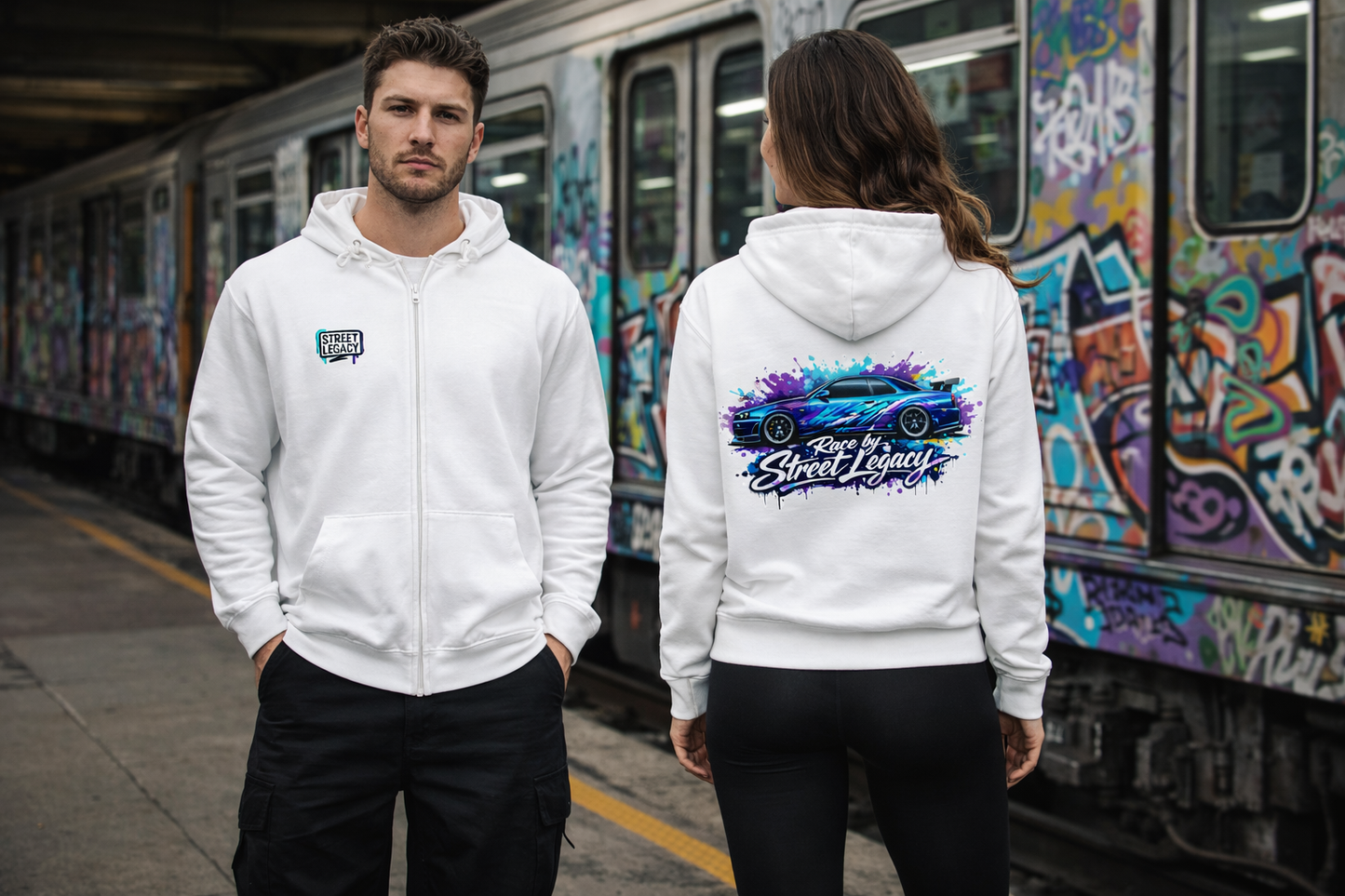 Classic Zipper Hoodie Unisex (Race by Streetlegacy)blue car