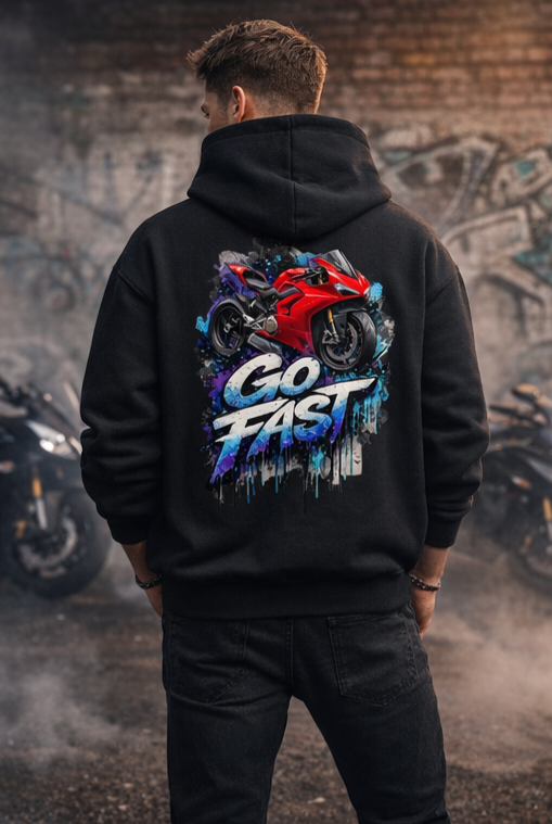 VACANCY Oversized Zipper Hoodie Unisex ( Go Fast - Bike) Streetlegacy
